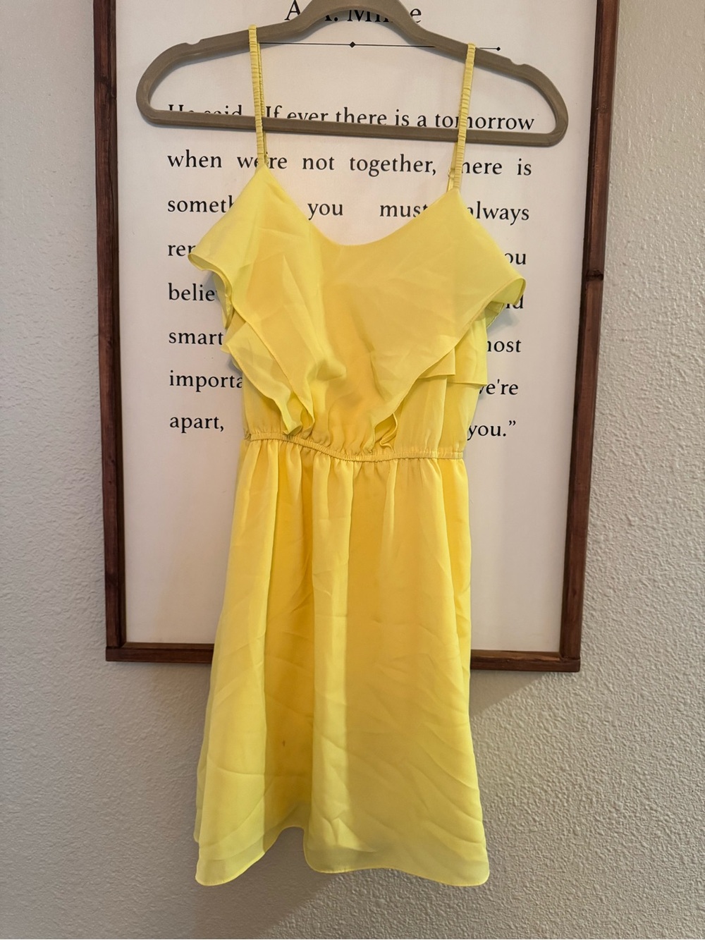 BCBGeneration Yellow Ruffle Spaghetti-Strap Dress